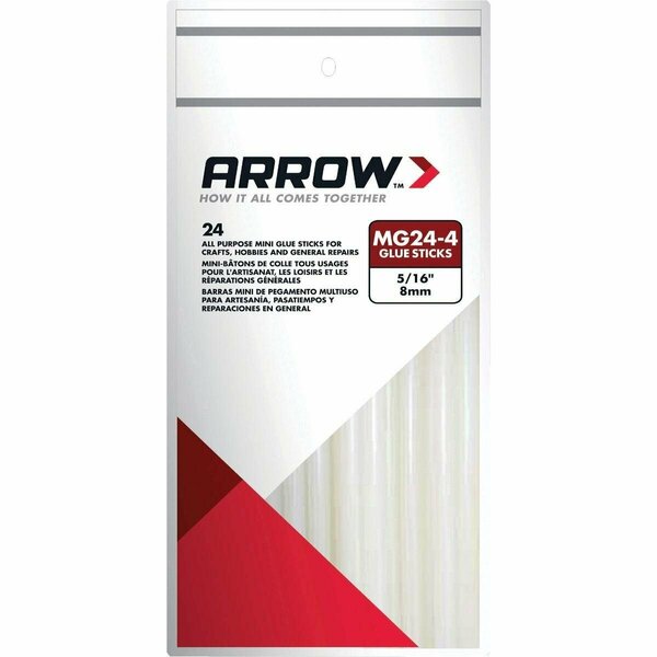 Arrow Fastener 4 In. Mini Clear Hot Melt Glue, 24PK MG24-4